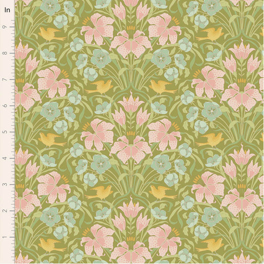 Fabric ~ TILDA Songbird - Songbird Green