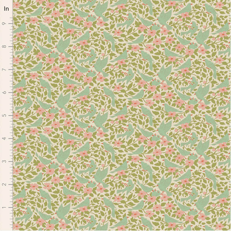 Fabric ~ TILDA Songbird - Ava Green