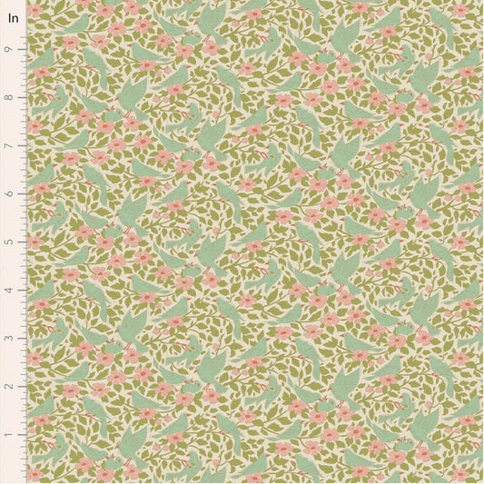 Fabric ~ TILDA Songbird - Ava Green