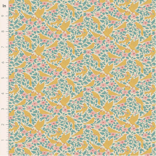 Fabric ~ TILDA Songbird - Ava Teal