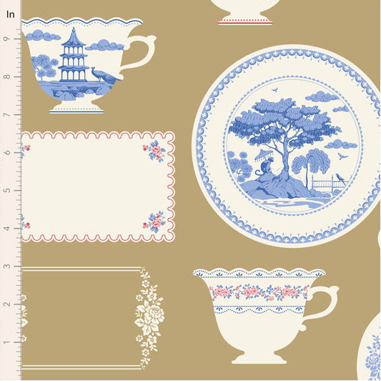 TILDA - Something Blue - Labels & Ornaments Ochre 110172