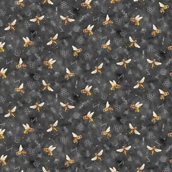 Fabric ~ Honey Bee - Bee's Charcoal