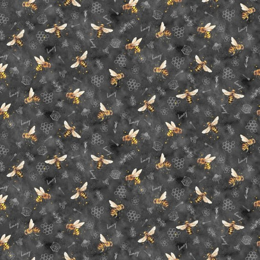 Fabric ~ Honey Bee - Bee's Charcoal