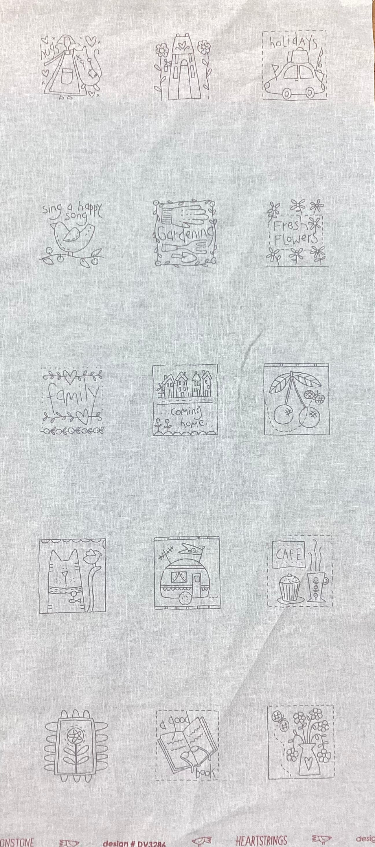Stitchery Panel~ Heartstrings DV3286