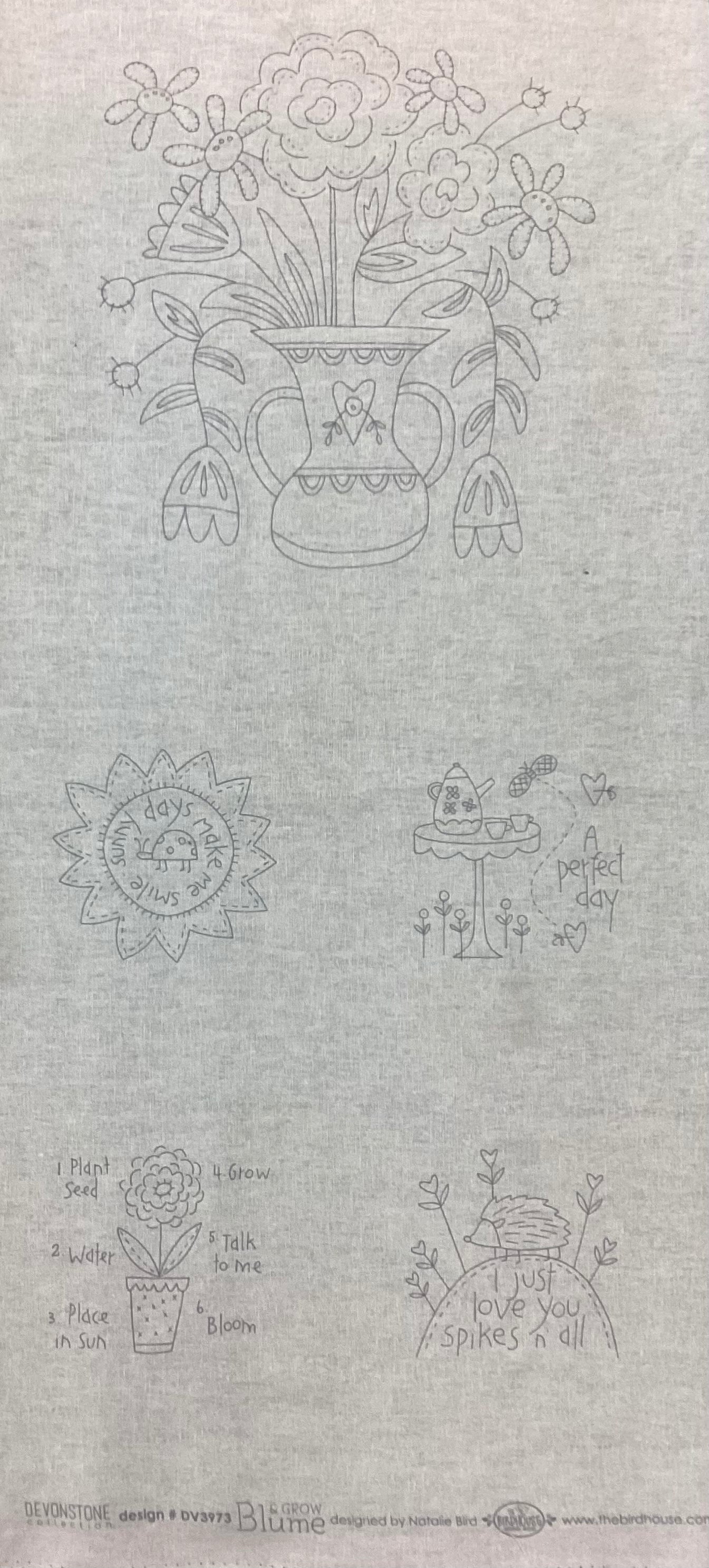 Stitchery Panel~ Blume & Grow DV3973