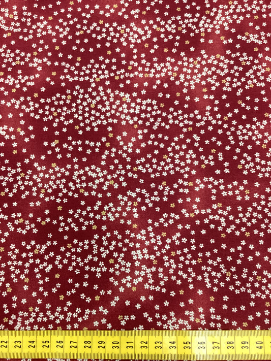 Japanese Fabric - Sevenberry Kasuri #88234D2-4 Red with mini white flowers