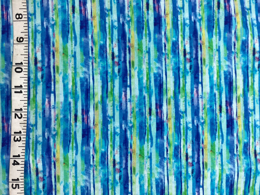 Fabric - Wildflower Stripes (Blue/yellow green)