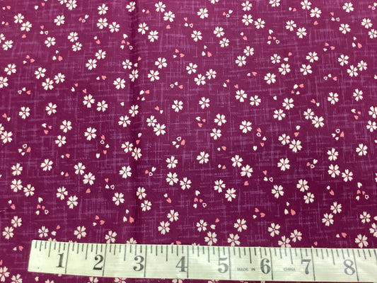 Japanese Fabric -Deep purple with white flowers