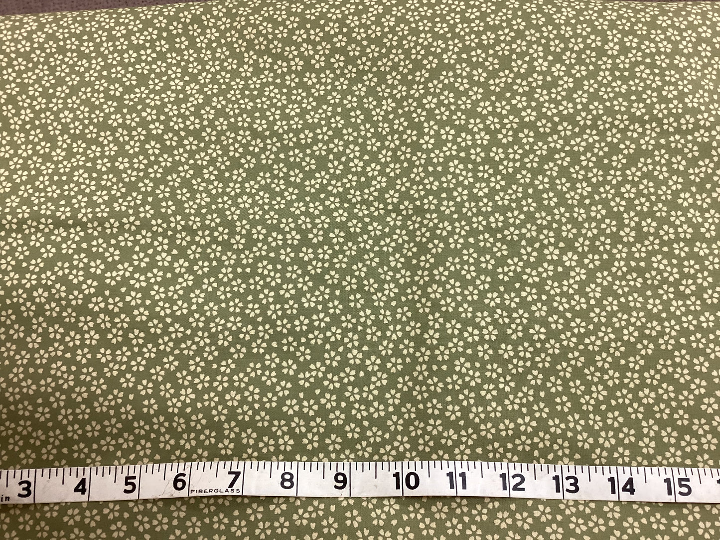 Japanese Fabric - Green with white flowers