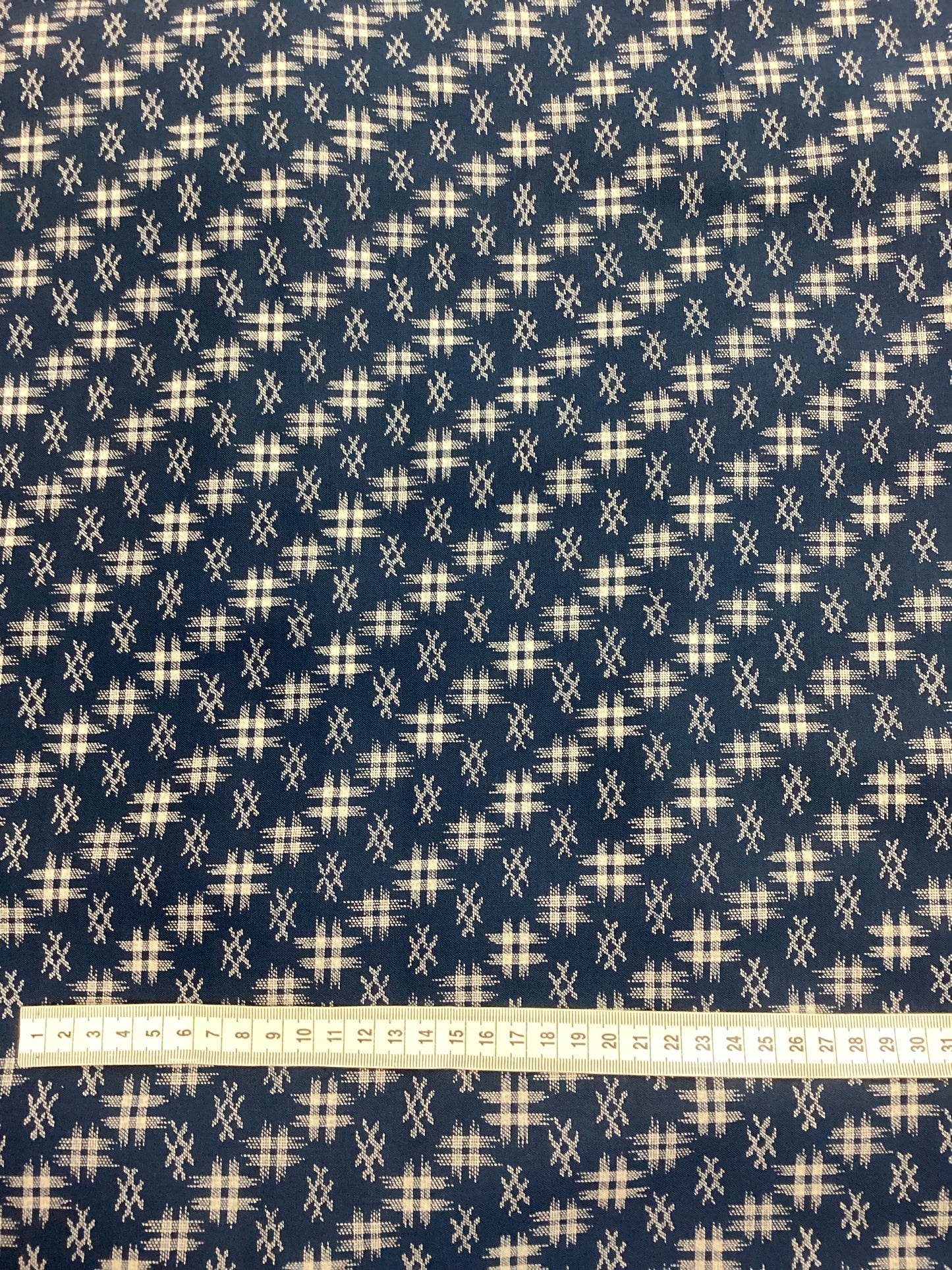 Japanese Fabric - Navy with Crosshatch Check