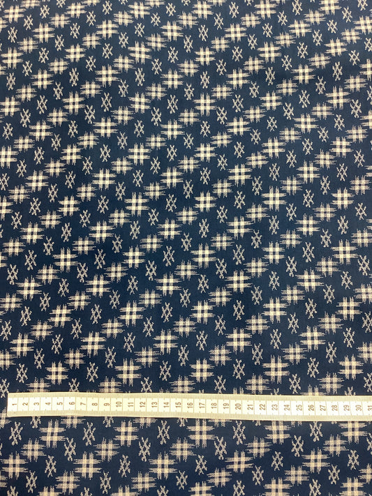 Japanese Fabric - Navy with Crosshatch Check