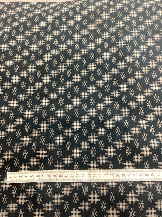 Japanese Fabric - Black  with Crosshatch Check