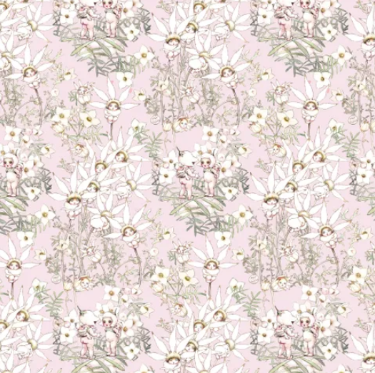 Fabric~ May Gibbs Pastel Flowers Pink MG1020