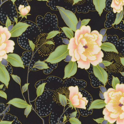 Fabric~ Imperial Collection: Honoka (Black) #21931-2