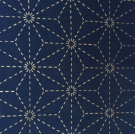 Fabric ~ Stencilled Sashiko (Asanoha) Navy Blue