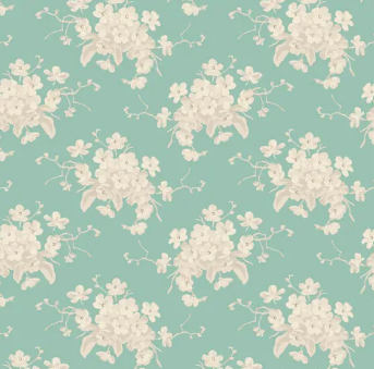 Fabric ~ TILDA Sunday Brunch - 100581 White Flower Teal