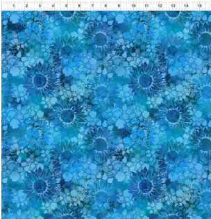 Fabric~ I Dream in Colour - Blue Sunflower - 3IDC-2