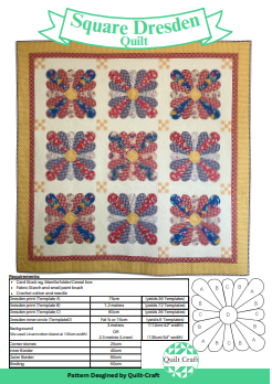 Square Dresden Quilt Pattern with Templates