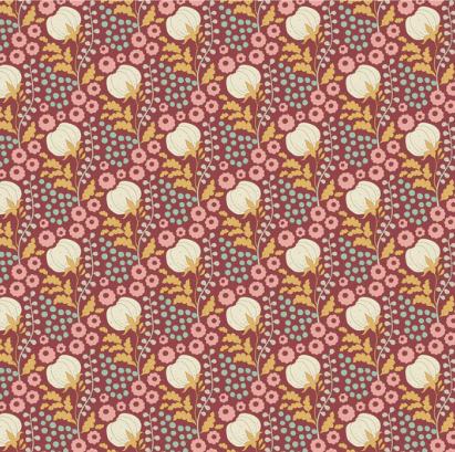 Fabric ~ TILDA Sanctuary - Cottonfield Maroon - 100564
