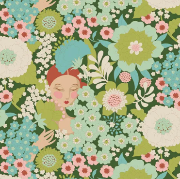 Fabric ~ TILDA Wallflower - Wallflower Green 100605