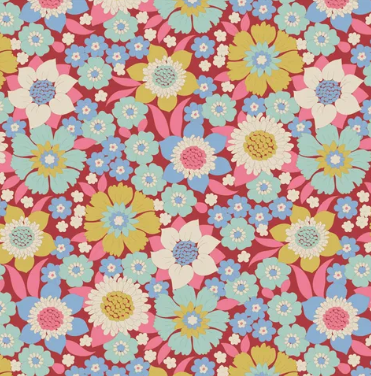 Fabric ~ TILDA Wallflower - Lauren Burgundy 100602