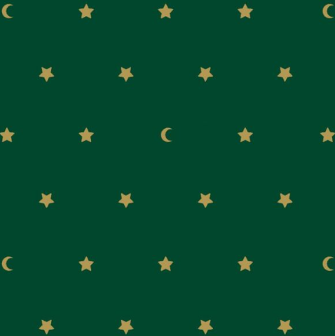 Japanese Fabric - Green  with Gold Stars - AP45202 - G