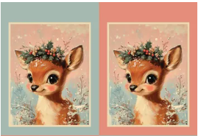 Fabric -  Santa's Symphony - Reindeer Sack Panel - DV6951 - 75cm