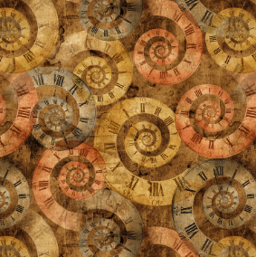 Fabric - Large Clock Swirls - Cocoa - Full Steam Ahead