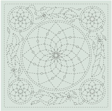 Sashiko cloth - Dreamcatcher on Light Gray