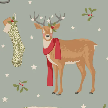 Fabric ~ TILDA Merry Little Christmas - Winterfriends Duckegg