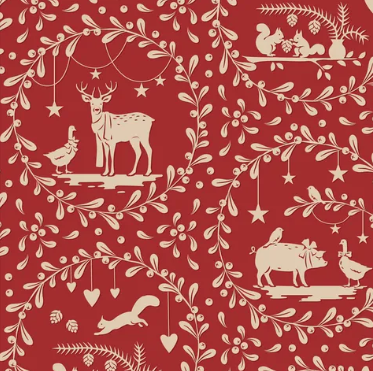 Fabric ~ TILDA Merry Little Christmas - Paperscenes Burgandy