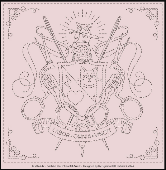 Sashiko cloth - Coat of Arms - Pink