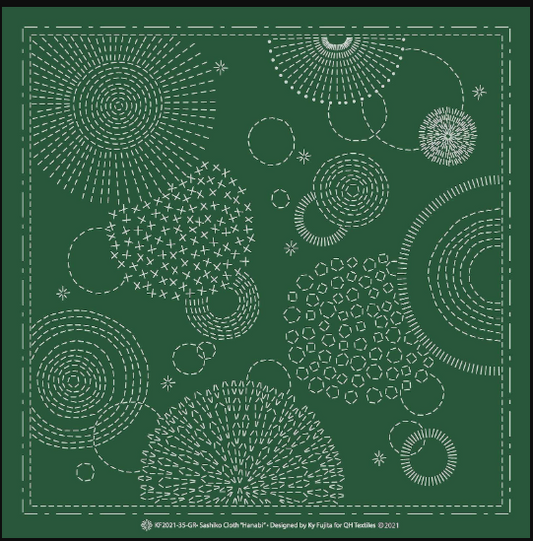 Sashiko cloth - Hanabi - Green