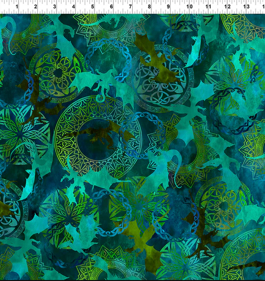 Fabric~ Dragons - Jason Yenter - Emerald Reign - 4DRG-5