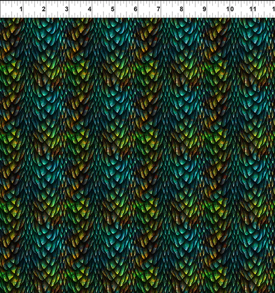 Fabric~ Jason Yenter - Dragons - Emerald Reign - 25DRG-1