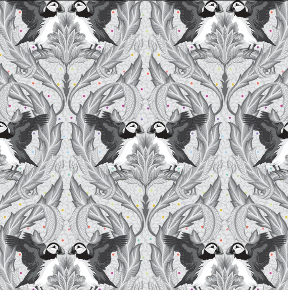 Tula Pink~ Graywork 'Huffin & Puffin' (Whisper)