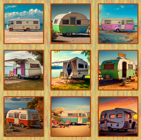 Panel - Retro Caravans - Block Collage