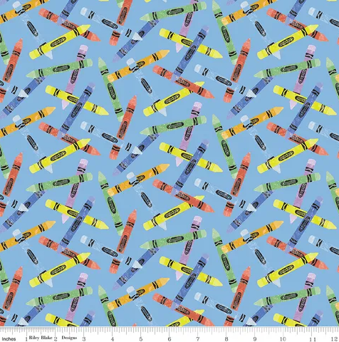 Fabric ~ New Box of Crayons - Toss Sky