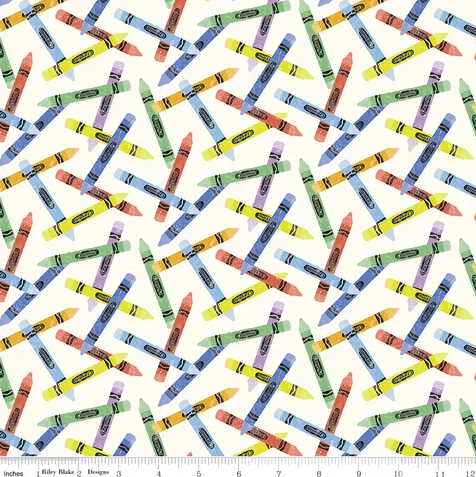 Fabric ~ New Box of Crayons - Toss Cloud