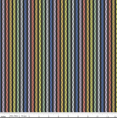 Fabric ~ New Box of Crayons - Stripe Black