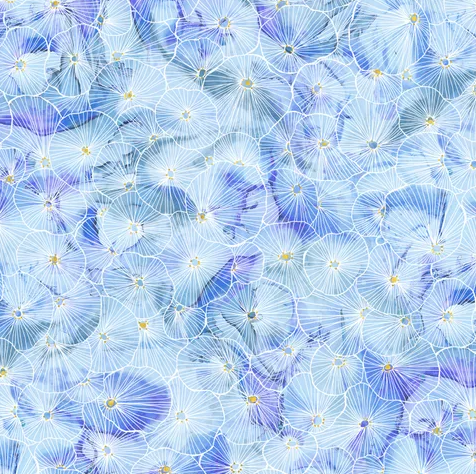 Fabric - Painted Sea Linear Bursts - Light Blue