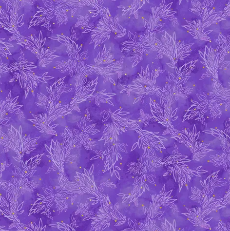 Fabric - Painted Sea Leafy Sea Trails - Violet
