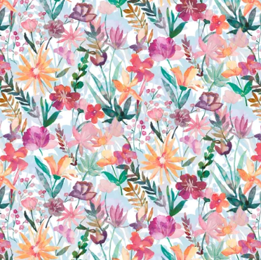 Wide Back - Whispering Garden Watercolor Floral - Blue-Red