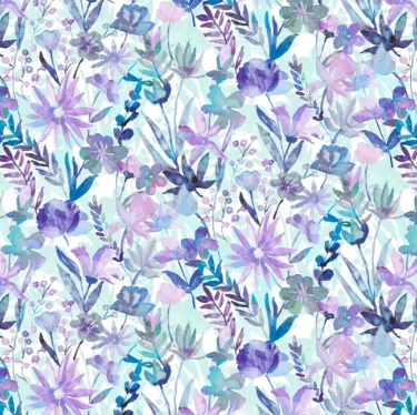 Wide Back - Whispering Garden Watercolor Floral - Blue/Purple