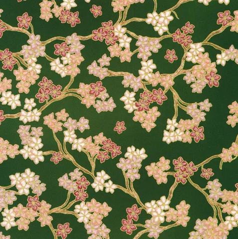 Fabric ~ Imperial Collection: Graceful Cranes - 23511-44 FOREST
