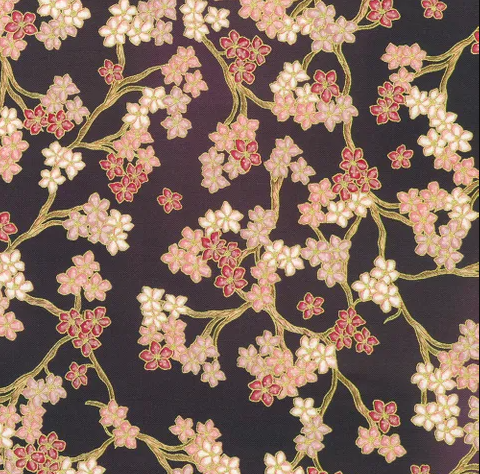 Fabric ~ Imperial Collection: Graceful Cranes - 23511-24 PLUM