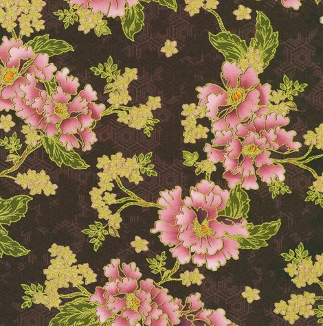 Fabric ~ Imperial Collection: Graceful Cranes - 23503-24 PLUM