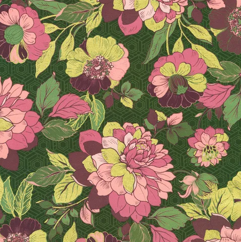 Fabric ~ Imperial Collection: Graceful Cranes - 23507-44 FOREST