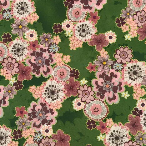 Fabric ~ Imperial Collection: Graceful Cranes - 23508-45 MOSS