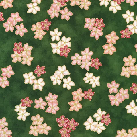 Fabric ~ Imperial Collection: Graceful Cranes - 23509-44 FOREST